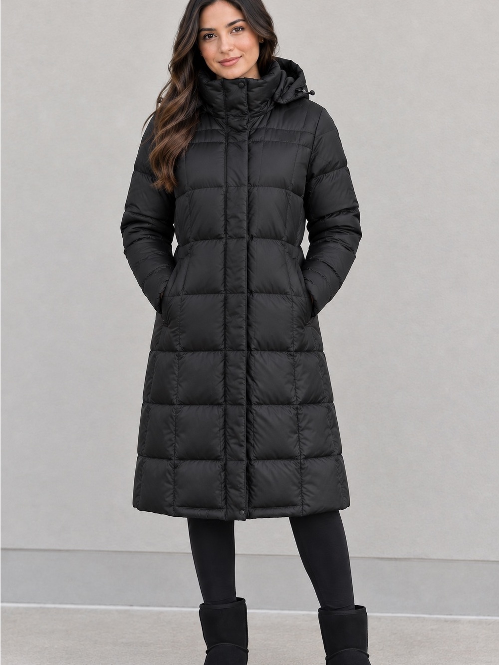 The North Face Black 550 Down Fill Quilted Long Puffer Coat Parka Hooded Medium